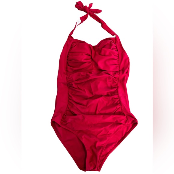 Miranda Lambert halter style RED crimson vintage retro one piece swimsuit NWT - Picture 6 of 11